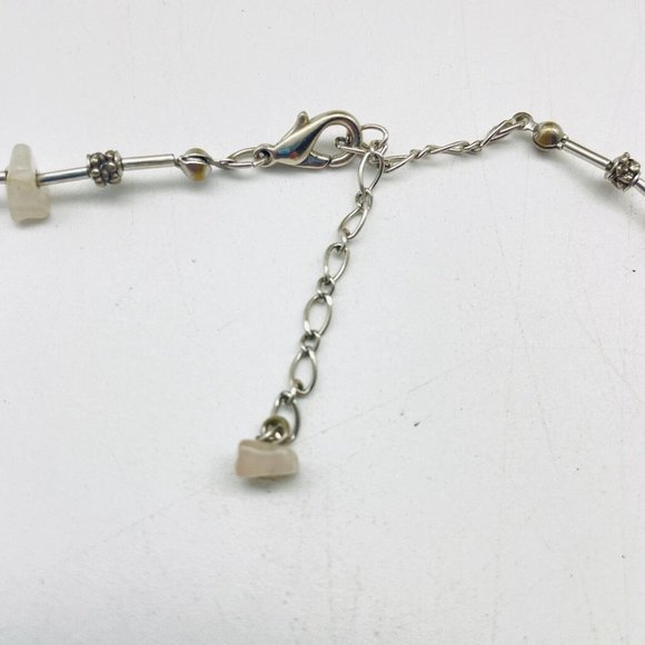 Pastel Bead Station Necklace Silver Tone Boho Festival Party Hippie Classic - Picture 2 of 7